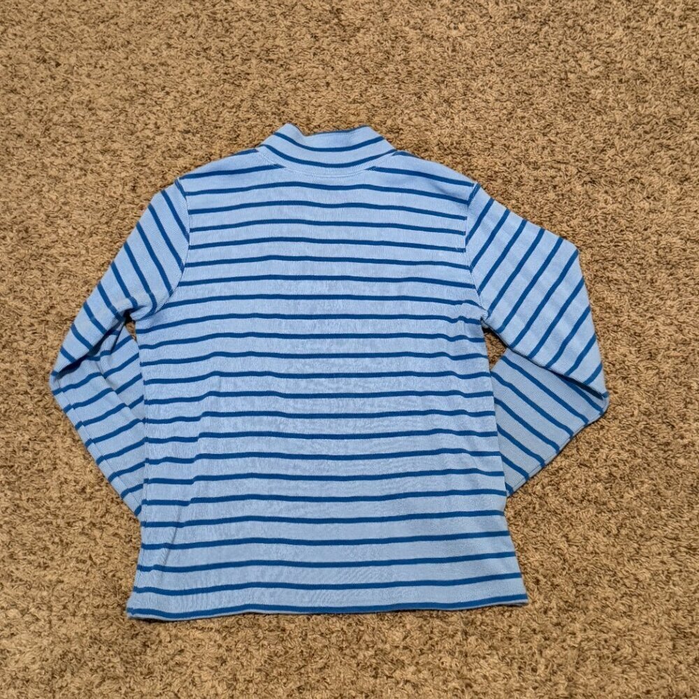 L.L. Bean Vintage 100% Cotton Striped Quarter Zip Pullover Knit Sweater Small - Picture 10 of 10